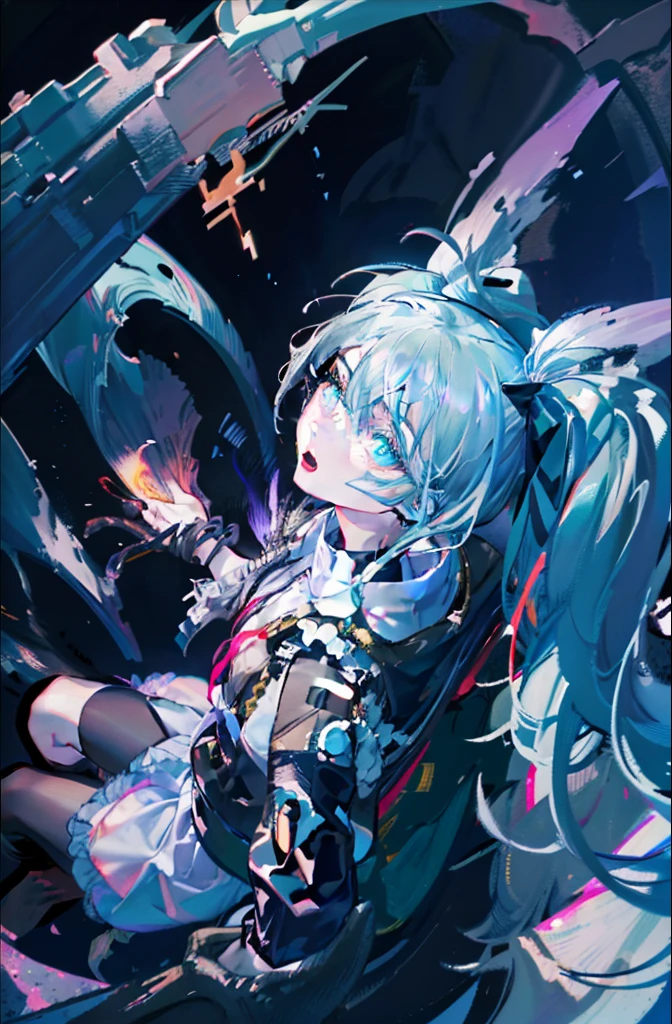 (Best Quality),(Master's Work),(Super Detail),(Eye Detail: 1.0),(Lens Flare:1.0),(Movie Poster:1.0),(Tarot Border:1.0),Centered Person,(Close-up:1.0),(Negative Space:0.8),(Negative Space:1.6),(Solo),(Solo),(Colorful{Wind|WaterMagic|Ink|Crystal|Ice|Fire|Fire|Flame|Lightning|Net|Rock|Sand |particles|glow|blood}:1.0),(many colorful {soap bubbles|clouds|thorns|spikes|vines|current|spirals|halo|wings|tattoos|cube|octahedron}:1.0),(floating {red|green|blue|water|purple|yellow|black|white|gray|pink|orange|lime} {ribbon|feathers|particles|blades|drops|snowflakes|softball}:1.0),({crystal|ice|fire|fire|wind|water|earth|stone|space| Musical|Sonic|Vortex} {Magic|Wings}:1.0), ({ray tracing,glowing|mottled sunbeams,rays,caustics|night,black theme|mystic,eerie|carefree,pastel}:1.2), ({colorful|rainbow|multicolor}:1.0),(beautiful detailed glow: 1.0),({lean forward|lean back|lean sideways|} :1.2),{ (smile:1.0)|( grin: 1.0) | (grim look: 1.0)},({small|small|| Lips, eyelashes}:1.0),{(Open mouth:1.0)|( Mouth Closed: 1.0) | },({eyelashes|eyeshadow||}),{One eye closed|||},({red|green|blue|aqua|purple|yellow|black|white|grey|pink|orange|lime} hair:1.4 ),({short|long|medium} hair:1.0),({from below|from above|sideways|from behind |Front View}:1.3),(halo:1.3),(head tilt:1.0),(Dynamic pose:1.1),(Asymmetrical hair:1.2),({red|green|blue|water|purple|yellow|black|white|gray|pink|orange|lime} {armor|dress|collared shirt|suit|costume}:1.0),({formal|military|techwear|urban style| casual,casual clothes|fantasy,magician|feral,tribal|sci-fi,futuristic}),({plaid skirt|layered skirt|puffy dress|tights|pants|shorts}),({red|green|blue|water|purple|yellow|black|white|gray|pink|orange|lime} {eye|eye|pupil} :1.4),{(forehead:1.5),asymmetrical bangs|diagonal bangs|hair between eyes|dull bangs|sweeping bangs},{one blindfold|ponytail|high twin tails|||},{straight hair|wavy hair|drill hair||},{long coat|suit jacket|cloak|sweater|tie||},{(floating cloak:1.0),|} ({fox ears, fox girl|vampires, bat wings|pointed ears