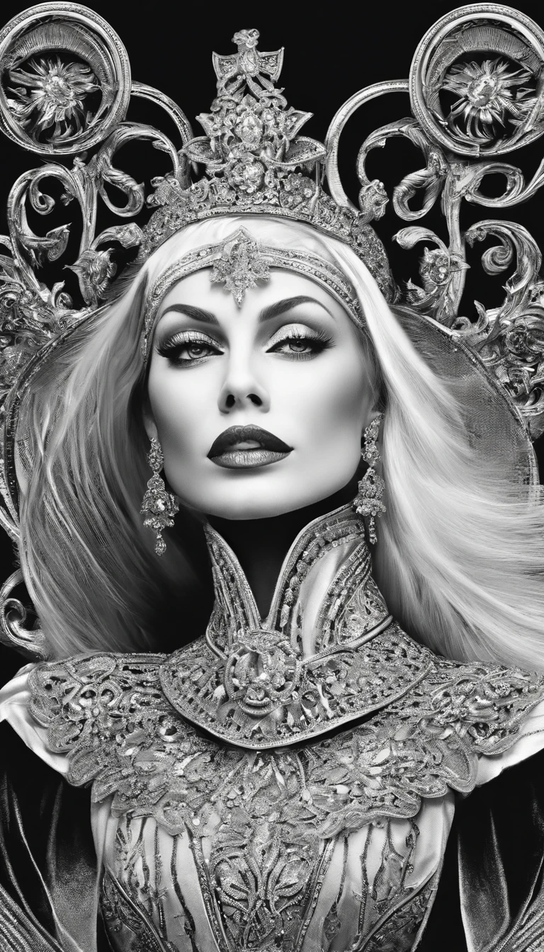 (This work is in black and white) Obra-prima, mulher vampira, vampiro , grandes dentes caninos , boca aberta , por sua vez (qualidade soberba),There is a female character , musculoso,vestido ,Grandes olhos detalhados. The focus is on the upper body, The character looks directly at the audience. The style of the artwork resembles the old-style paint, Use uma bandana. Feelings of violence, The background is abstract, Grama com energia de respingo e efeito de alto contraste,explosion background,explosion cloud,vento,Dynamic lens,linha de velocidade,dynamic viewing angle --v 6