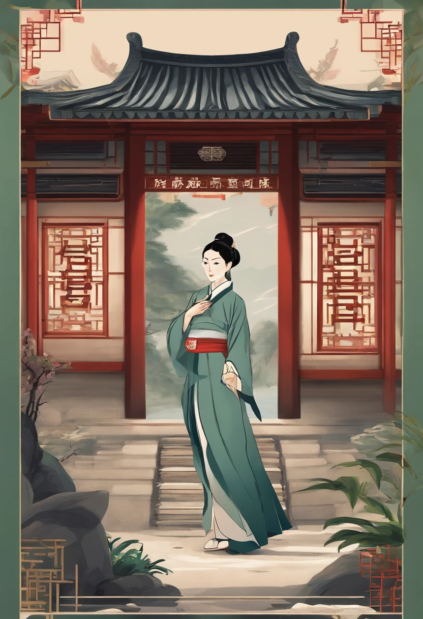rainwater,SakuraNS,chinese traditional architecture,,A woman wears Hanfu,Landscape of people