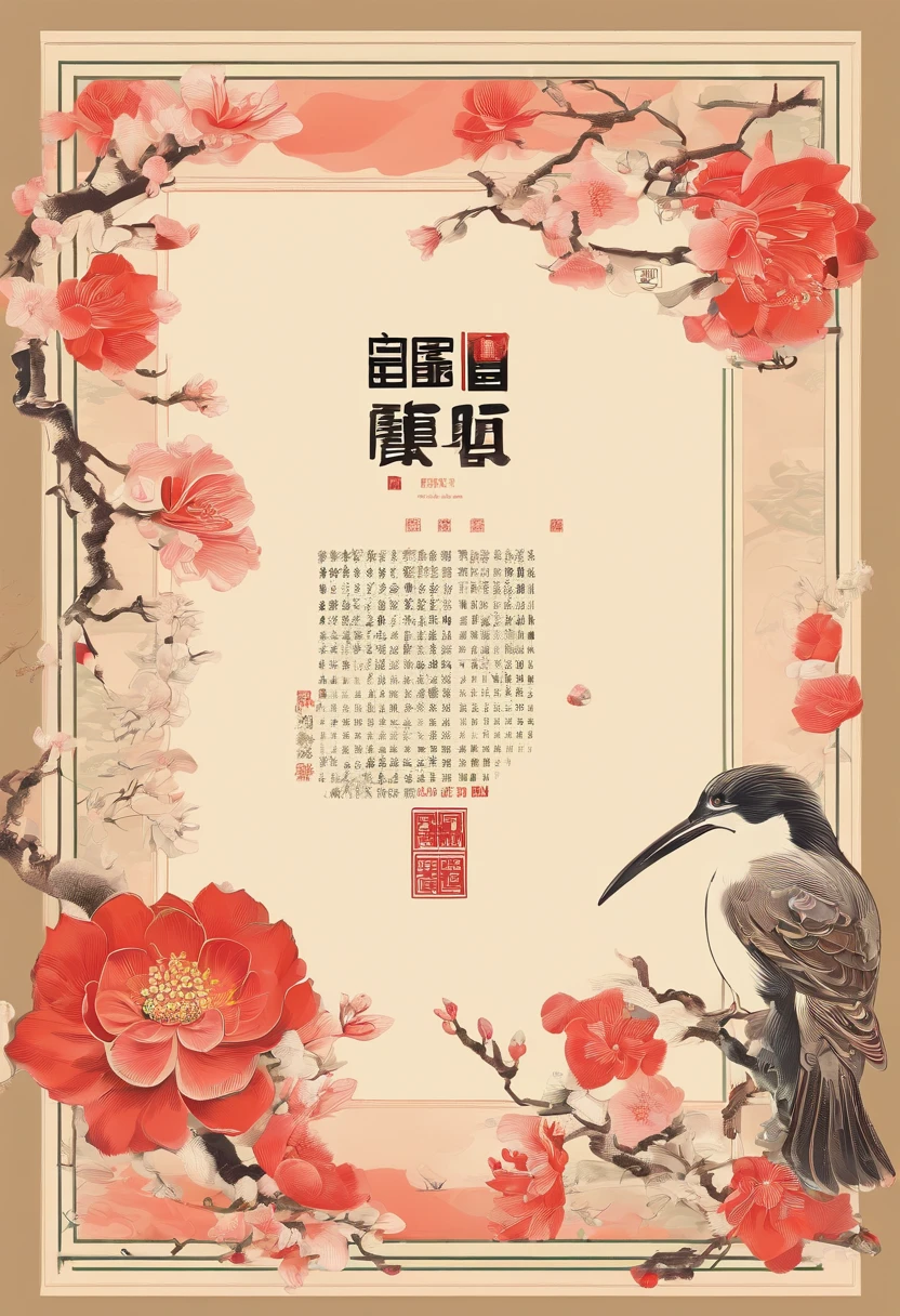 Spring,Traditional Chinese solar terms,early spring,(((Spring flowers))),The copywriter is Lichun,No other text,On the flower branches((cuckoo))