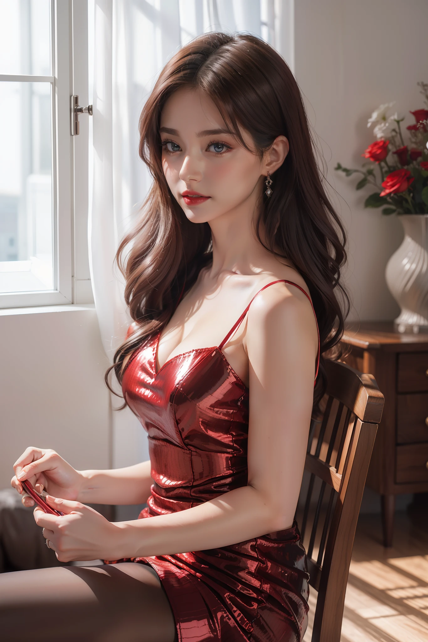 Top quality work,Photorealistic works,Ultra Premium Graphics,8K HD CG works,High-quality graphics,High-definition fine CG works,10x pixel,Ultra-fine details:1.1,Advanced technical details:1.1Photographically realistic,Indoor lighting effects:1.5,Natural light:1.5. light effect(Virtual Light Effects:1.8),超A high resolution,Shiny red dress,Long silver hair,Silver hair,Transparent hair,High Detail Hair(Premium Hair Detail:1.1)Clear eyes,Good looking double eyelids,Sharp eye makeup, Delicate makeup for eyelashes, Thin eyebrows, ultradetailed eyes,High Nose, lovely red lips, Rose cheeks, Face with delicate makeup , Pretty Face, A perfectly proportioned face,(Advanced facial details:1.1)Collection of shiny red luxury dresses,Bright red sequin dress,Sequin coat,shiny,Tight long skirt,Summer Sexy Hip Wrap Fishtail Sleeveless Commuter Maxi,Horse Stockings 100%Oil Gloss Pantyhose Glossy Silk Luster 8D Black Silk Woman,stiletto heels,mitts,Beautiful long dresses,wonderful dress,Bright Red Series,Haute Couture Dresses Collection,Dress Photography,Authentic dress works,In the banquet hall,Women's Artwork,full-body view,Goddess of Dress,真实感,amazing,Today's eyes are bright