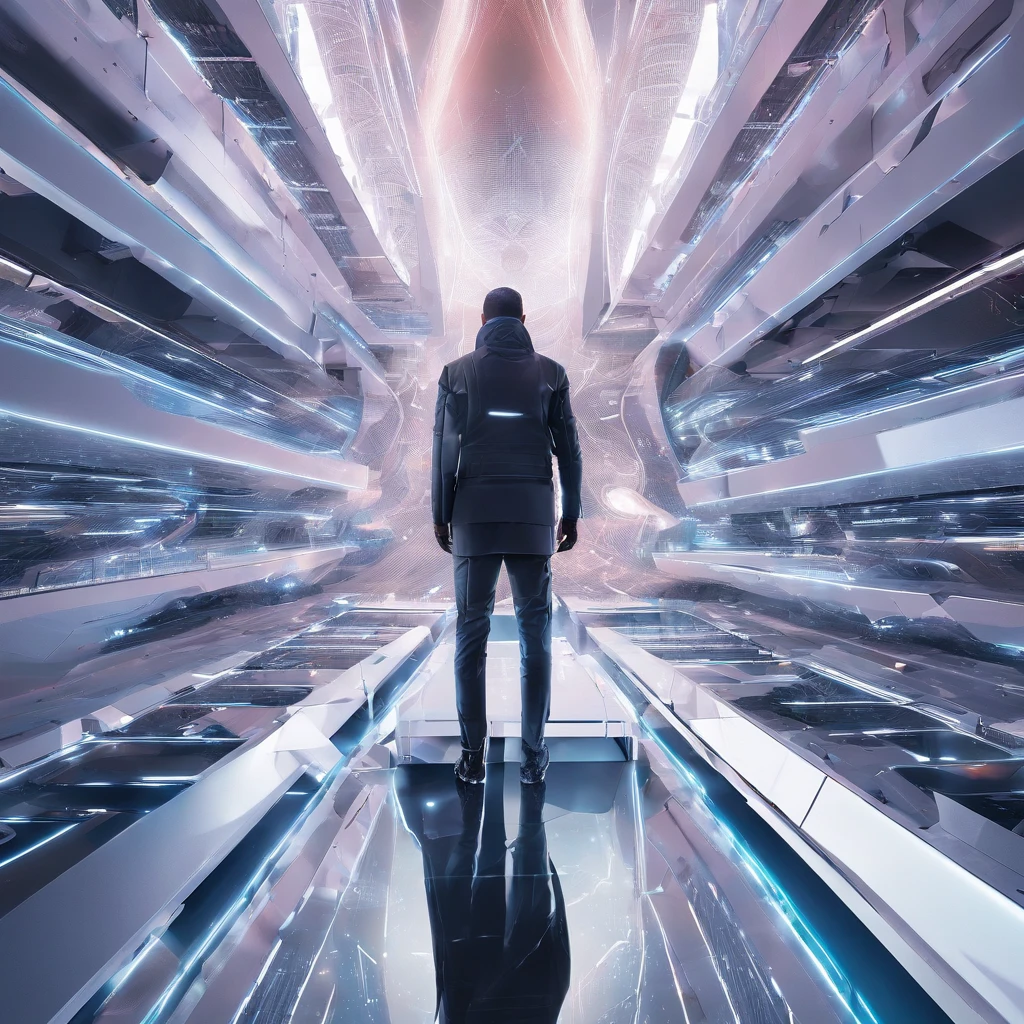 Crie uma imagem que represente o ano de 2022, with people around the world marveling at the rise of Artificial Intelligences. AIs are present in devices and computers, criando obras de arte e respondendo a perguntas complexas em tempo real.