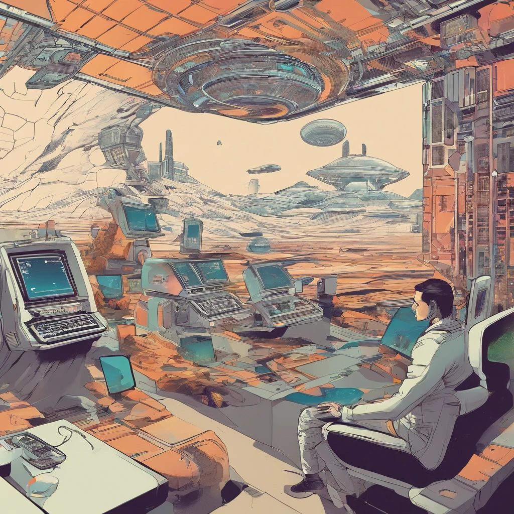 Crie uma imagem , with people using computers marveling at the rise of Artificial Intelligences.