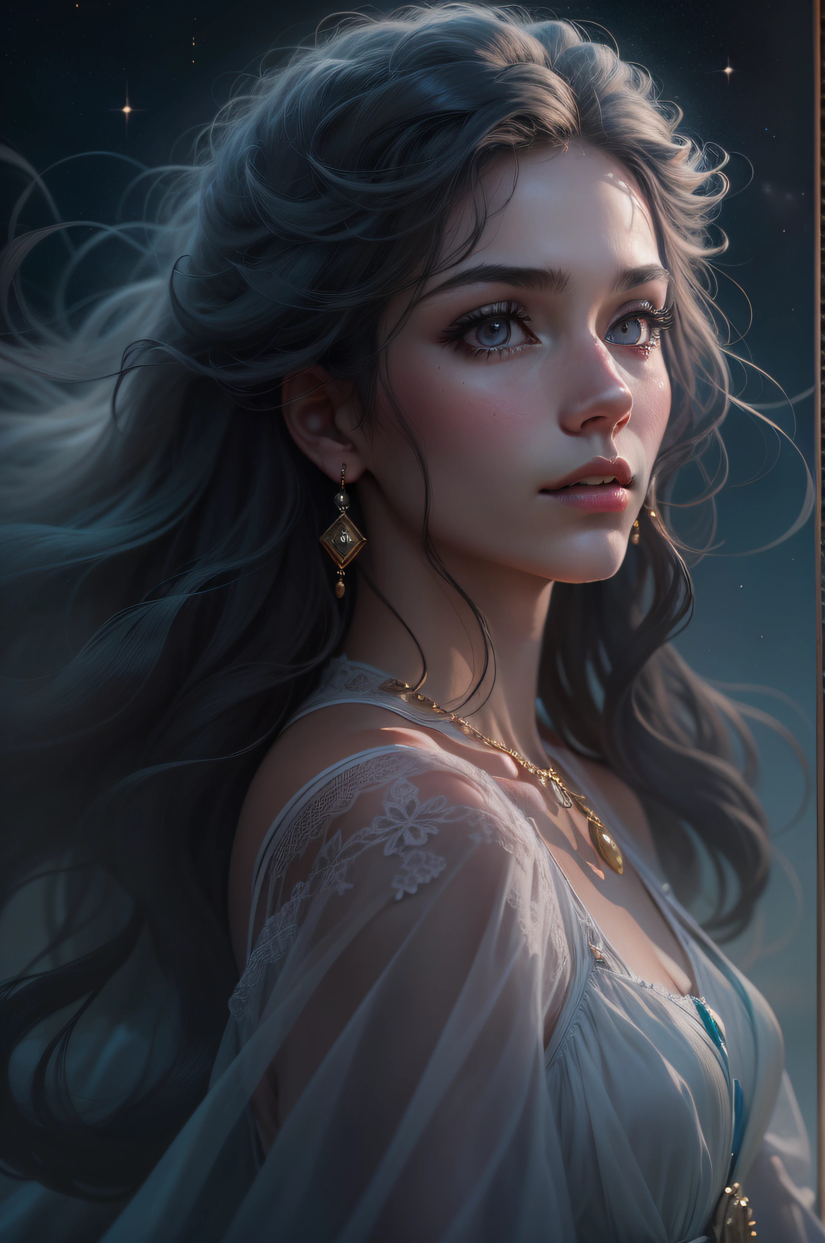 (best quality,highres,masterpiece:1.2),ultra-detailed,(realistic:1.37)
She stands in the moonlight, her gaze fixed on the horizon, her reply echoing in the night air. She is a moon being, illuminated by the serene glow of the moon. Her face is beautifully detailed, with expressive eyes that shimmer with a hint of mystery. Her lips are equally mesmerizing, with a delicate curve that adds to her enigmatic allure. Her long eyelashes cast shadows on her cheeks, adding depth to her gaze. The ethereal light accentuates her features, making them appear otherworldly and magical. 

She wears a flowing, diaphanous gown that billows around her as if caught in a gentle breeze. The fabric seems to be made of stardust, shimmering with subtle hues of silver and purples. The gown flows gracefully, mirroring her elegant posture and accentuating her celestial nature. 

Around her, the landscape is bathed in the soft moonlight. The horizon stretches into the distance, creating a sense of vastness and wonder. The night air is still, allowing her words to carry across the silence. The scene is like something out of a dream, with an enchanting ambiance that captivates all who behold it.

The image quality is unparalleled, with every detail meticulously rendered. The colors are vivid and saturated, bringing the scene to life. The lighting is perfectly balanced, casting a gentle glow over the entire composition. Every aspect of the artwork exudes realism and photorealism, making it seem as if you could step into this magical world.