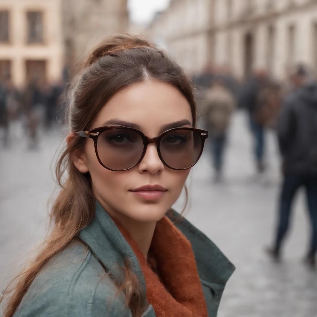 Perfect centralization, Uma menina fofa por toda parte, Use uma jaqueta de estudante, wearing sunglasses, Usando fones de ouvido, alegria, Standing position, beleza abstrata, Centrado, looking at the camera, Facing the camera, nearing perfection, Dynamic, luar, altamente detalhado, pintura digital, art stations, Conceito-Arte, liso, foco nítido, 8k, high-definition resolution, illustration, arte de Carne Griffiths e Wadim Kashin, fundo branco
