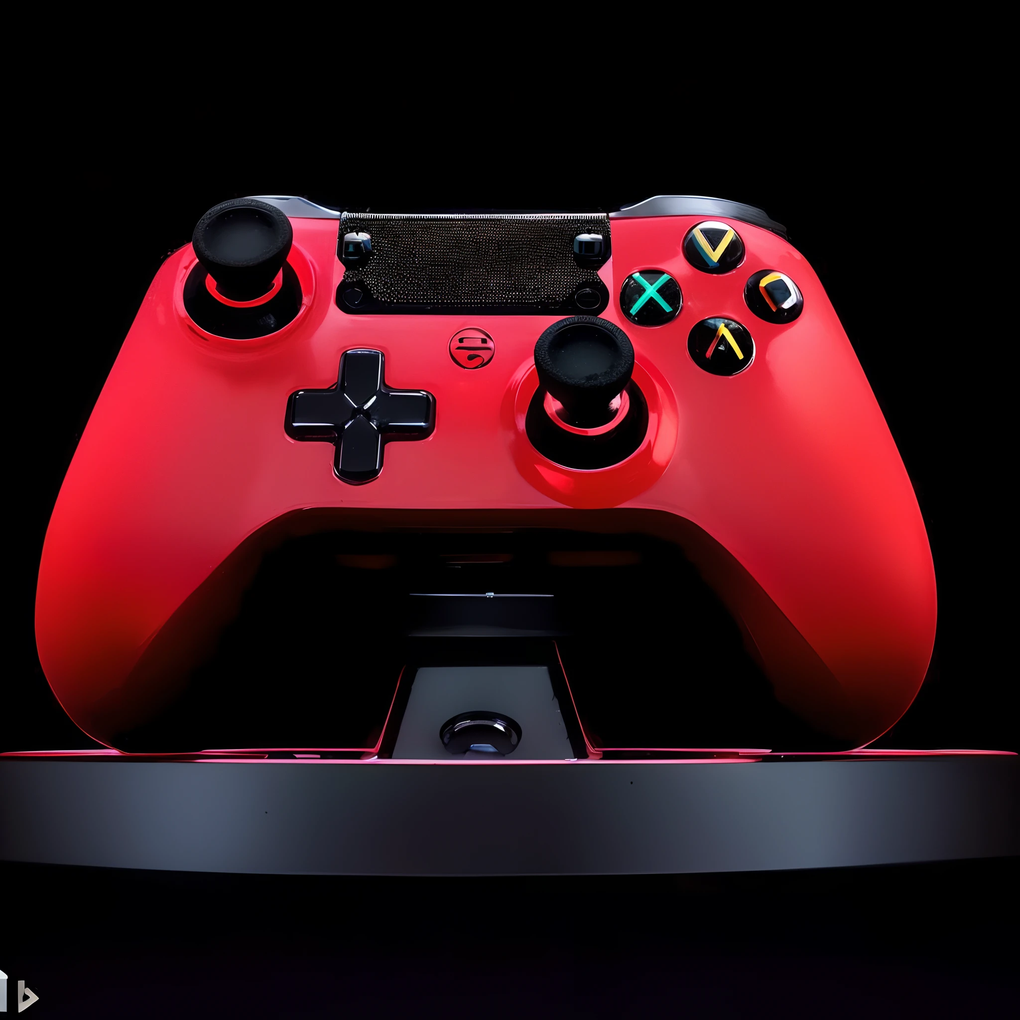 A close up of a red controller with a black background - SeaArt AI
