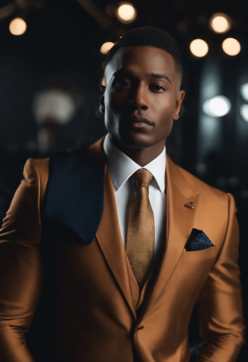 Create a stunning AI artwork that captures the essence of a confident and charismatic multimillionaire dressed in an impeccably tailored suit, set against a backdrop that reflects opulence and success. Infuse the artwork with a sense of power, elegance, and sophistication, using your creative AI techniques to bring this vision to life