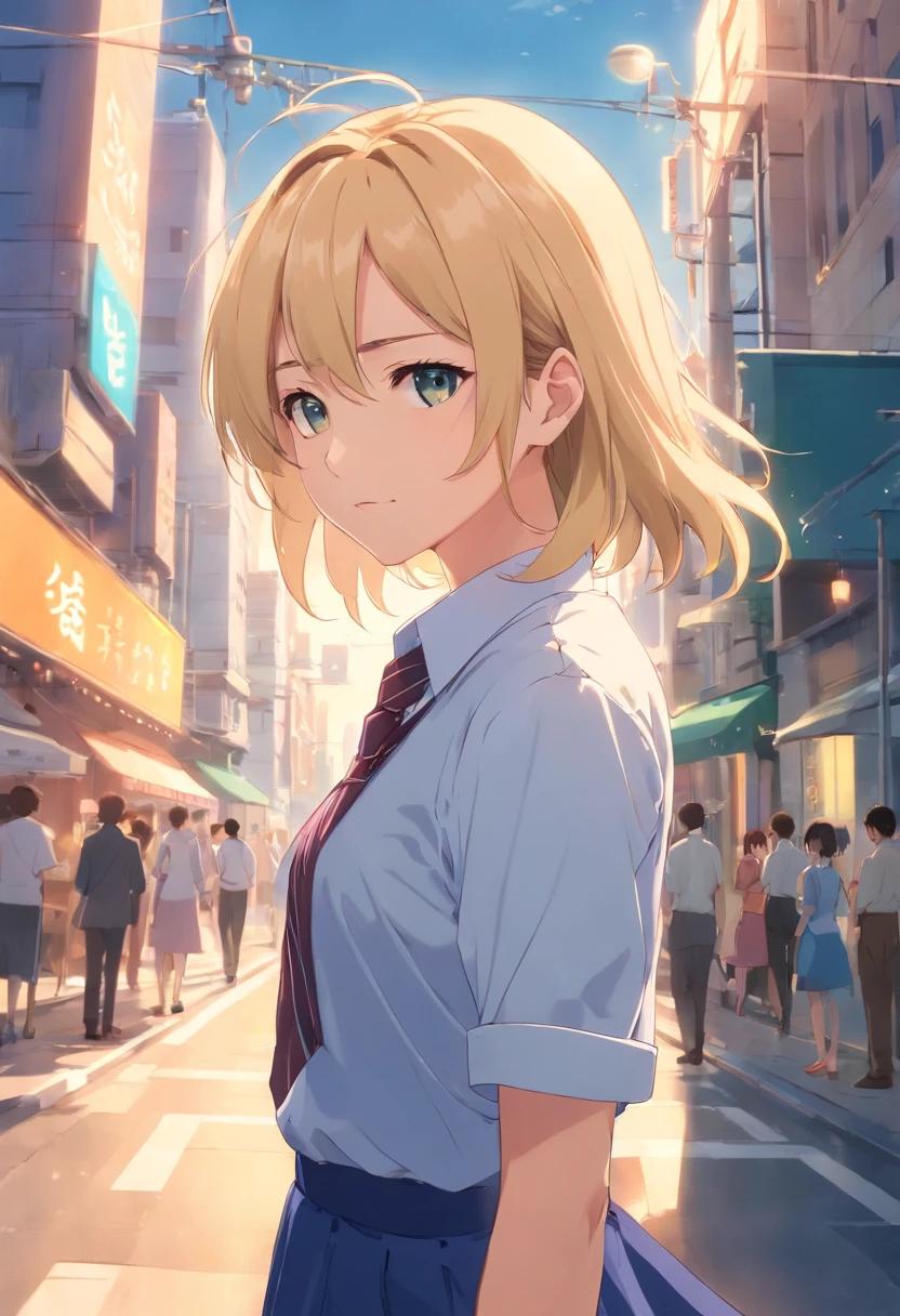 30 years old, blonde hair, tall, outside, dress shirt,