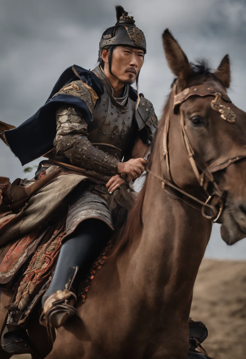 jpn、Warring states period、Yashiro Ohga、Stubble、Poor physiognomy。The armor you are wearing is dirty。Single Picture。Confident。