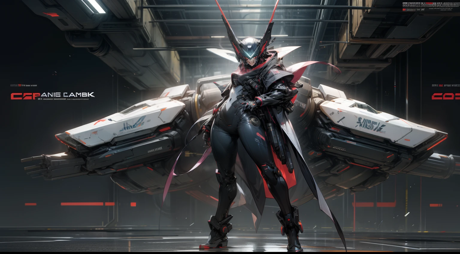 mechanical girl,　Shiny metallic skin,　Machinery and Metal Body Parts,Metal cyber helmet with mechanical ears,very big breasts，red glowing eyes, Devilish metal body，black, Crow-like metal wings growing from his shoulder blades.，赤とblackのメタルボディ，[methodical, surgical precision],　Cyberpunk style background,science fiction art style,bright colors,High resolution,Super detailed,realistic lighting effects,Bokeh，In combat,　best shot