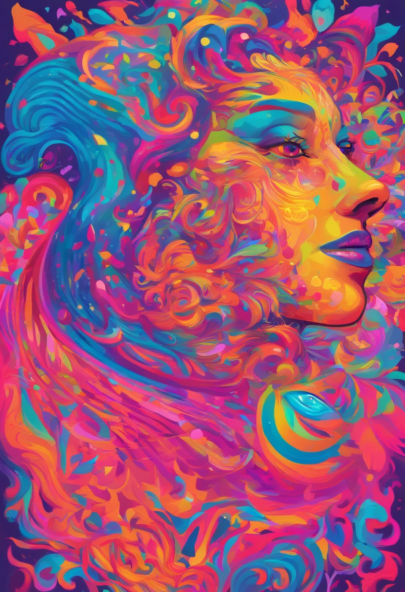 um lobo com uma maquiagem neon e cocar , arte transgressora, foco nítido, 8 mil, octan render , cores saturadas, pastels colors