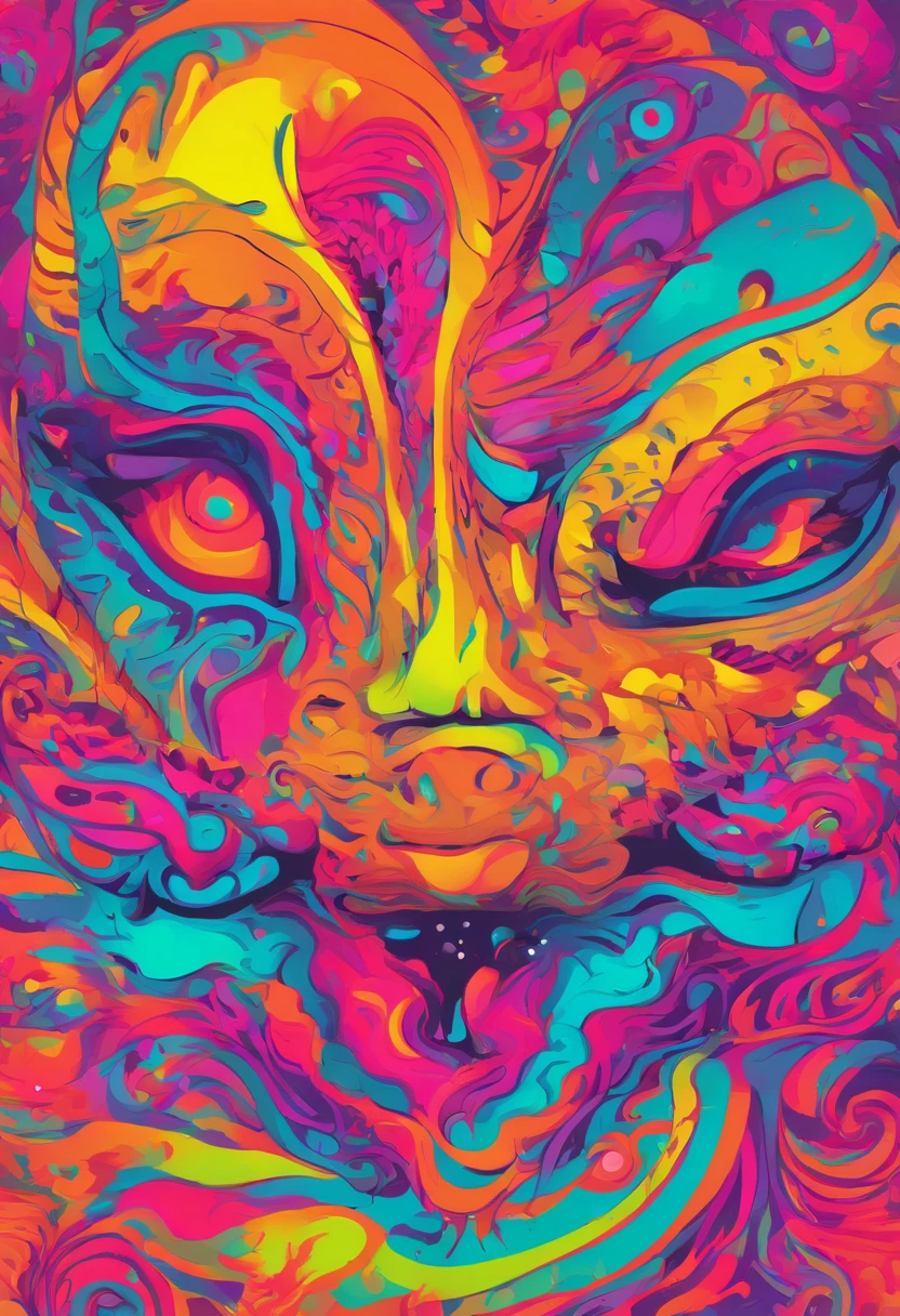 um lobo com uma maquiagem neon e cocar , arte transgressora, foco nítido, 8 mil, octan render , cores saturadas, pastels colors