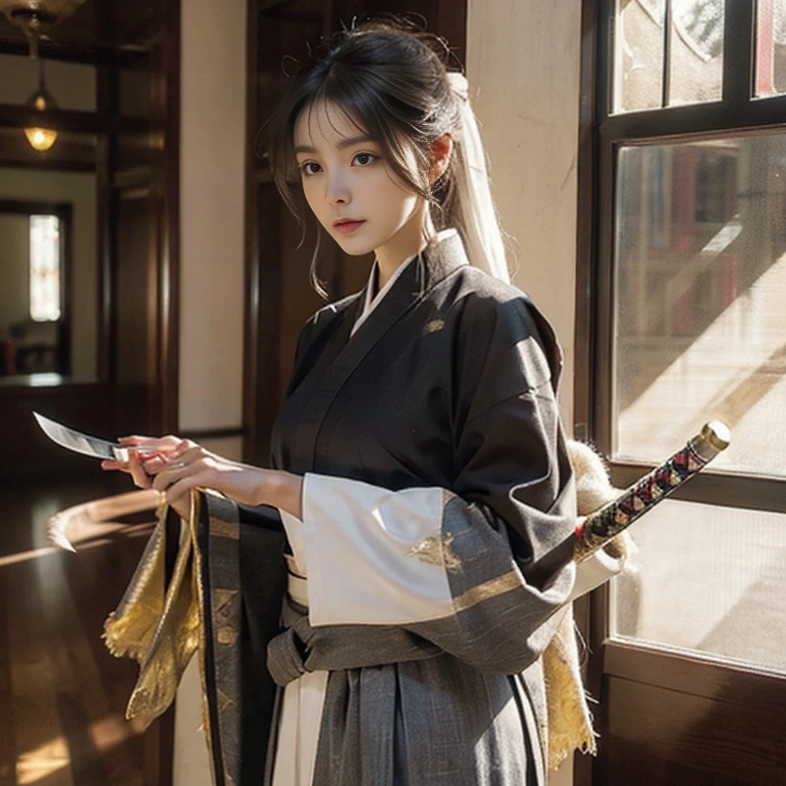 8k, super detalhamento,Dom Dao, uma pregirl,(postura de luta:1.5),solo, (A long sword in hand),Hanfu,saia curta, super detalhamento, tmasterpiece,por fora,fundo nevado da montanha,Invernos,Flor de neve,Corpo inteiro como,(seios grandes com decote exposto,Ombros expostos,鎖骨),Golden ratio figure,Scowling, cara bonita,cara de estupro, cabelos brancos, hair messy, Do lado,Olhos cheios de detalhes,Optimal proportions of four fingers and one thumb,