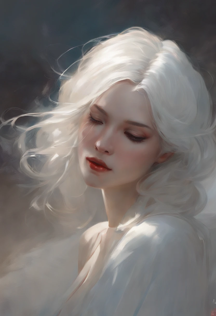 A close-up of a woman with white hair and a white mask, Hermosa pintura de personajes, Guweiz, Obras de arte al estilo de Guweiz, Deidad de pelo blanco, por Yang J, epic exquisite character art, Impresionante arte de personajes, por Fan Qi, por Wuzhun Shifan, Guweiz en Pixiv Artstation art Haris Fadhillah