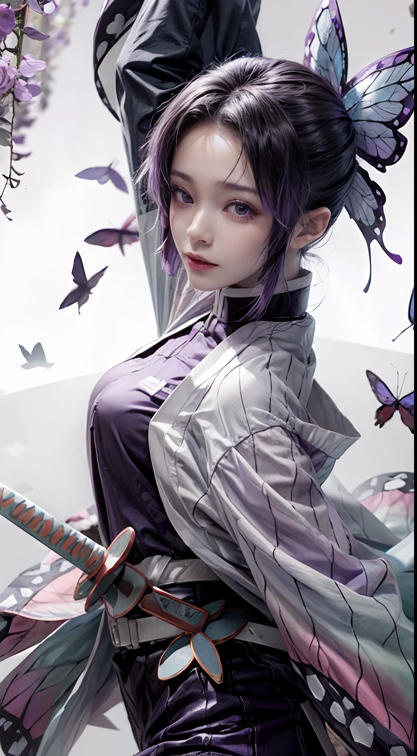 Anime girl with butterfly wings and a sword in her hand - SeaArt AI