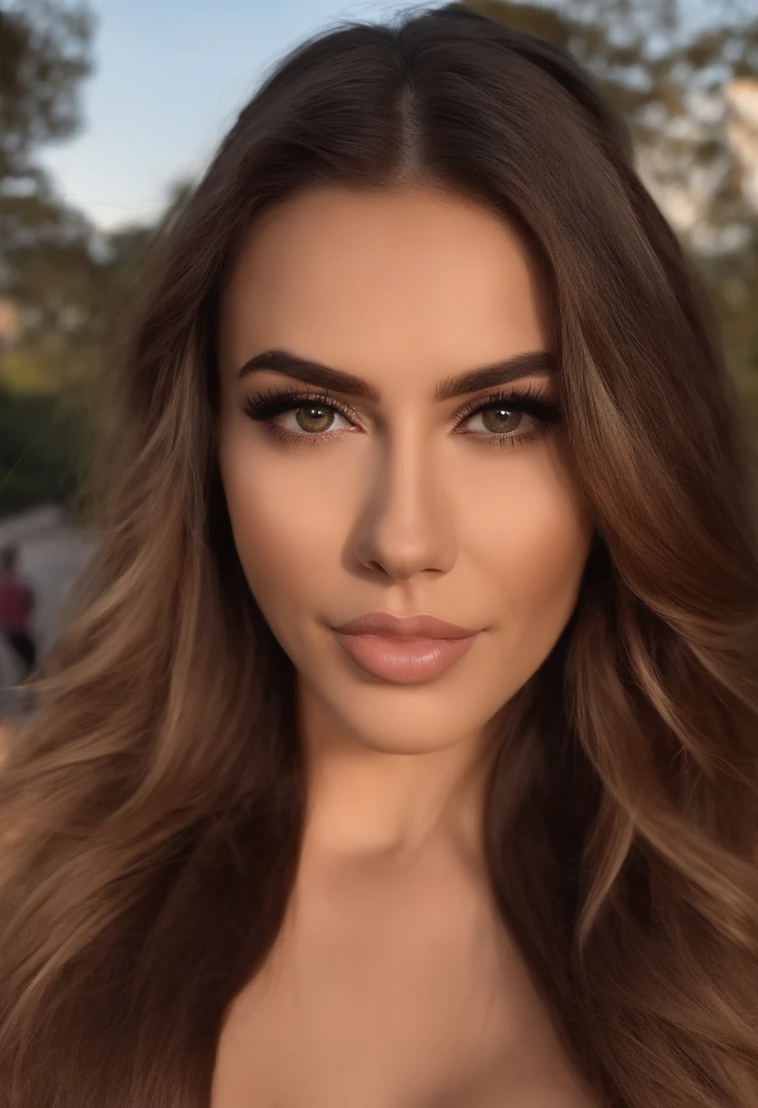 (((Incredibly beautiful Latin-Russian thin goddess, ((senos grandes)), 28 years old, cabello rubio platino, (muslos magros), Cara ultra detallada, cara ovalada, cara larga, nariz afilada, ojos grandes, ojos verdes, (Intense look at the camera), long eyeslashes, maquillaje natural, Coquettish facial expression, labios medianamente gruesos, nariz afilada, Foco, 8k, (foco nítido), HDR, La mejor calidad, Masutepiece, 超A high resolution, foto realista, ((Fotos de NSFW, Solo adultos)) (realista: 1.3), ((Obra maestra, Max Quality、High detail)), (fotorrealista:1.4). Mirando esto, Atractiva joven rubia, Large Fitted Croptop, piel tensa, Aspecto grande y suave, haciendo una selfie, al fondo un hermoso amanecer en el angel de la independencia, In Mexico City.