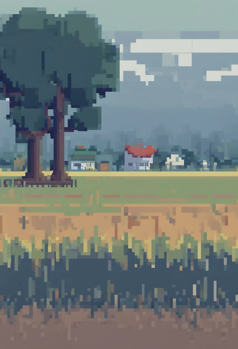 overcast day，rained，Foggy，field