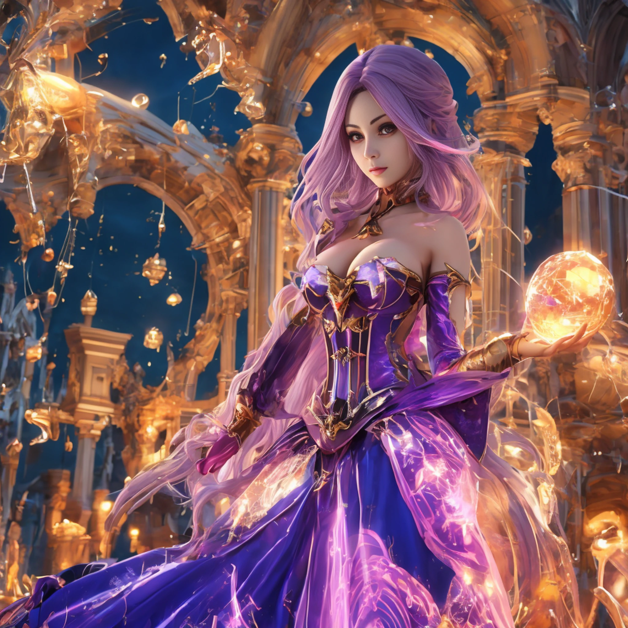 Anime - Mulher estilo em um vestido de couro com uma espada e cabelo roxo, Anime Garota Cosplay, Irelia de League of Legends, Artgerm extremamente detalhado, estilo artgerm, Anime cosplay, anime na vida real, menina sedutora, shalltear from overlord, Irelia, anime estilo 3d, deusa anime, anime em estilo fantasia
