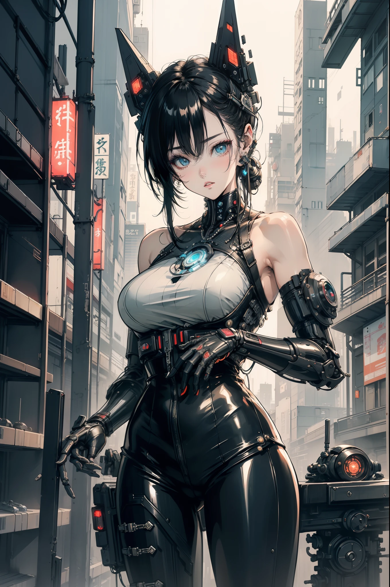 Super detailed cyberpunk mechanical Android, 复杂, Sexy and elegant, hyper-high detail, Clear focus, unreality, Bonito, author:by DylanKowalski, Ulzzang-6500 Corneo's covering,, full bodyesbian, The large, Scraping,Kizi