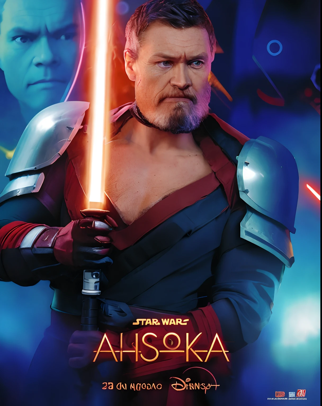 a closeup of a person holding a lightsaber on a movie poster, Willem Dafoe como um Lorde Sith, Papel de parede Cal Kestis LightSaber, Joe Biden como um Lorde Sith, in a star wars sequel, cartaz oficial, Sith, personagem do cartaz do filme, character poster, vestindo uniforme Sith preto, Travis Fimmel como um Mestre Jedi, Abdulov