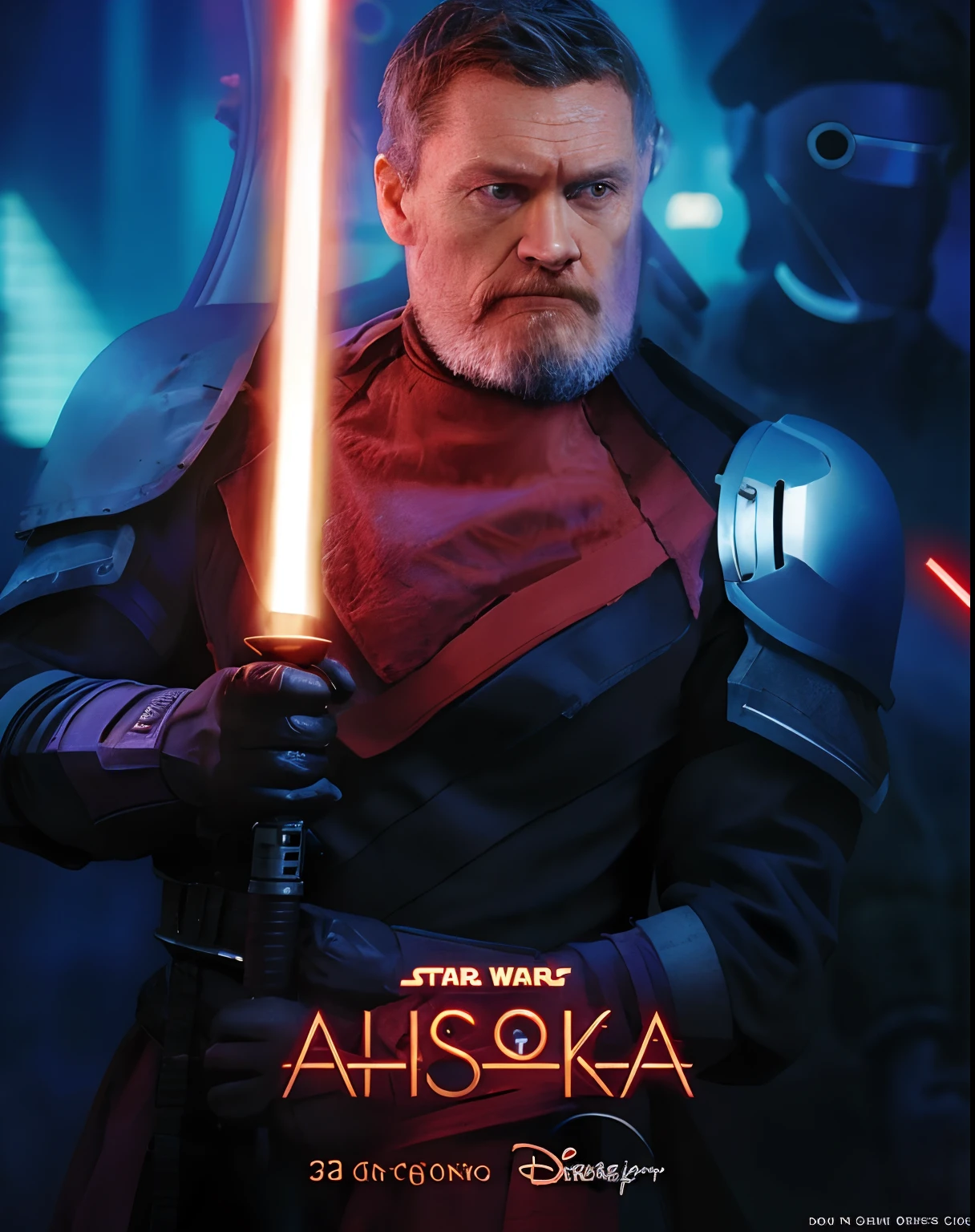 a closeup of a person holding a lightsaber on a movie poster, Willem Dafoe como um Lorde Sith, Papel de parede Cal Kestis LightSaber, Joe Biden como um Lorde Sith, in a star wars sequel, cartaz oficial, Sith, personagem do cartaz do filme, character poster, vestindo uniforme Sith preto, Travis Fimmel como um Mestre Jedi, Abdulov