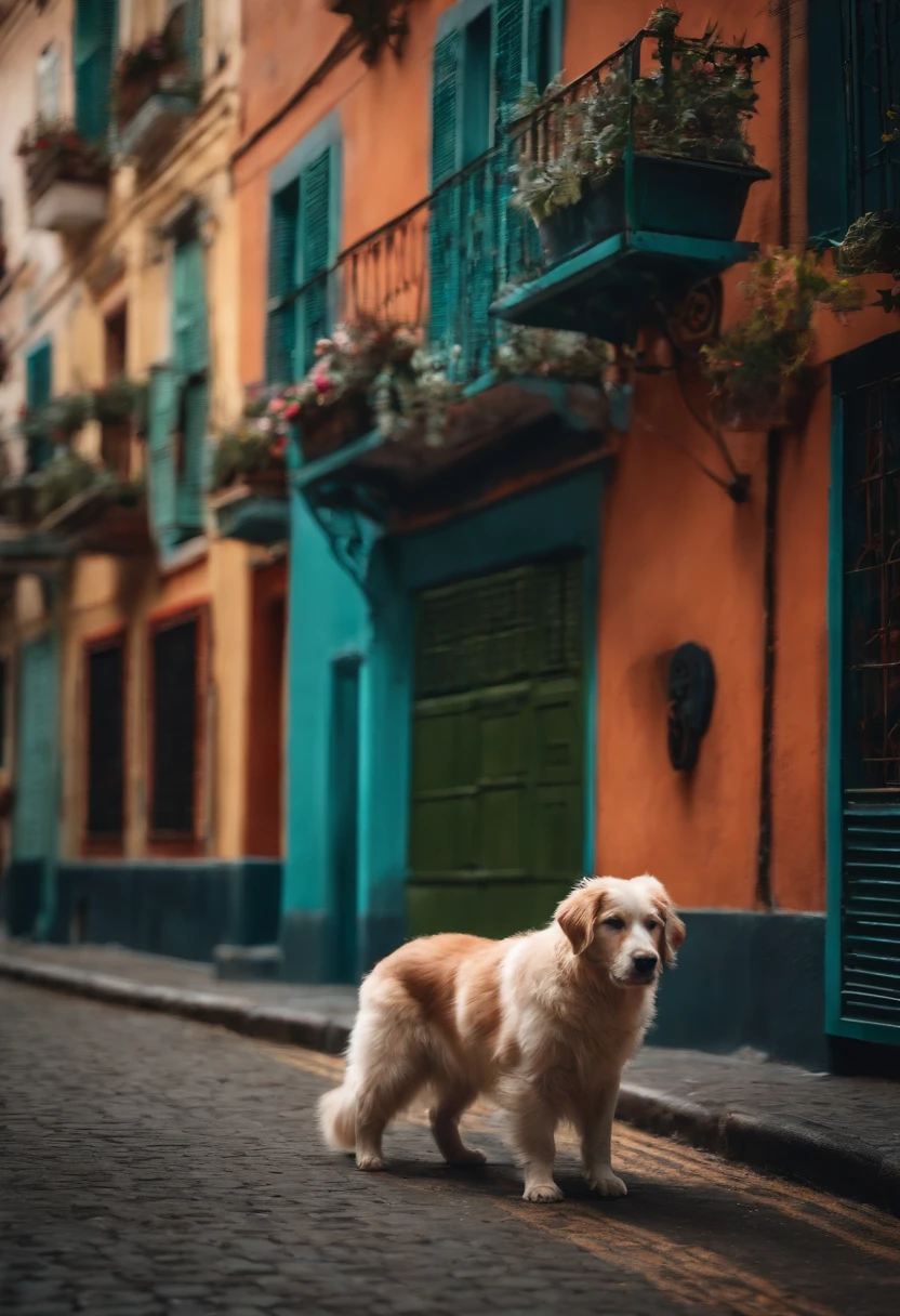 Filmagens uma cidade com gelo, com alguns cachorros, e bufalos, cores fotorrealistas, Ultra HD |
