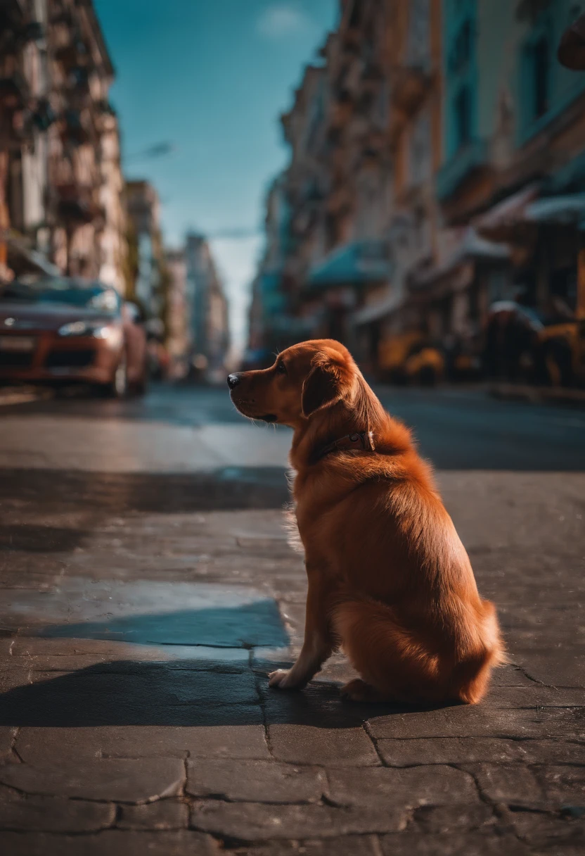Filmagens uma cidade com gelo, com alguns cachorros, e bufalos, cores fotorrealistas, Ultra HD |