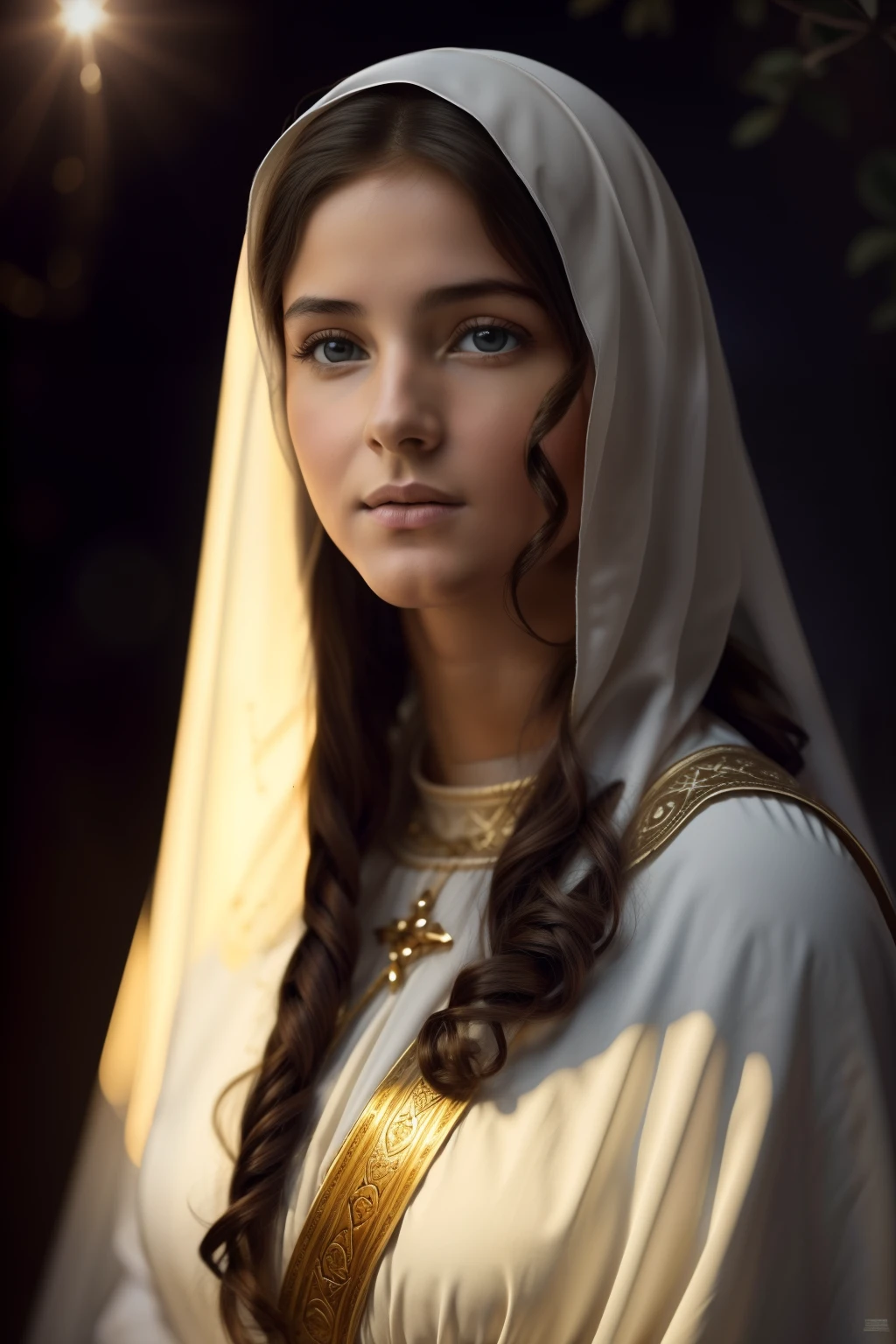 (((Blessed Virgin Mary of Mount Carmel))) Luminoso, en estilo similar al del artista WILLIAM ADOLPHE BOUGUEREAU, obra maestra, (La mejor calidad: 1.2), (super fine: 1.2), illustration, (extremadamente delicado y hermoso: 1.2), movie angle, flotante, (Hermoso ojo de detalle: 1.1), (detalle luz: 1.1), Movie Lights, Cielo delicado, ojos azules, (Cola de caballo alta: 1.1), capa, ojuelos, cielo estrellado, (light particles: 1.1) dibujo, flor. (obra maestra), (La mejor calidad), (fotorrealista:1.3), 8k, Textura detallada de la piel, Textura detallada de la tela, hermosa cara detallada, Detalles intrincados, ultra detallado (cuerpo de cuerpo entero:1.2)