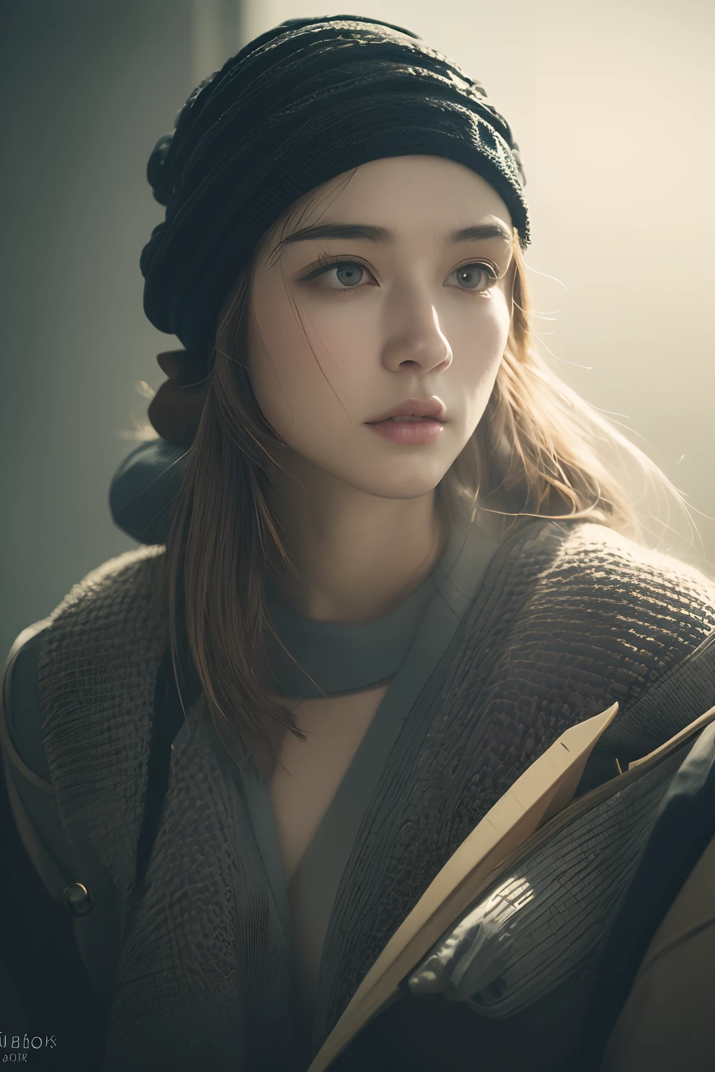 (
(8k:1.27), best quality, masterpiece, ultra highres:1.2) Photo of Pretty Japanese woman
(beautiful:1.1) (sci-fi warrior woman:1.1) space soldier, (beanie:1.61) (leather jacket:1.21) intricate elegant, fantasy, detailed, ometric by greg rutkowski and alphonse mucha, gradient lighting