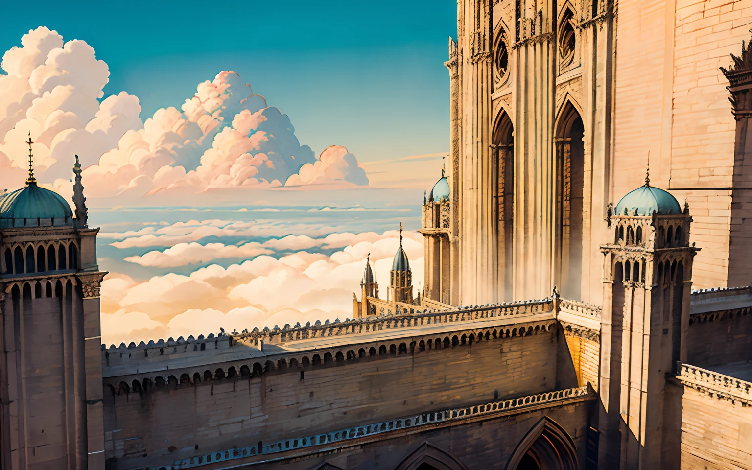Anor Londo is a majestic ancient city that lies high above the clouds, the former home of the gods and their faithful followers. The city is bathed in a golden light that never fades, creating an illusion of eternal day. The city is full of grand buildings, bridges and towers that showcase its glory and power.
no humans
