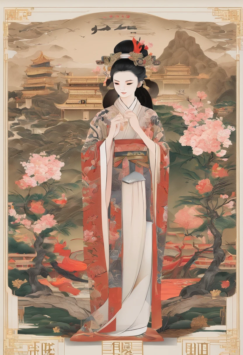 Sting,Traditional Chinese solar terms,(((Monthly flowers))),National style,Ink wind,rained,thunders,There is an oriole bird,closeup cleavage,Landscape view,Don't be characterized,Don't be characterized
