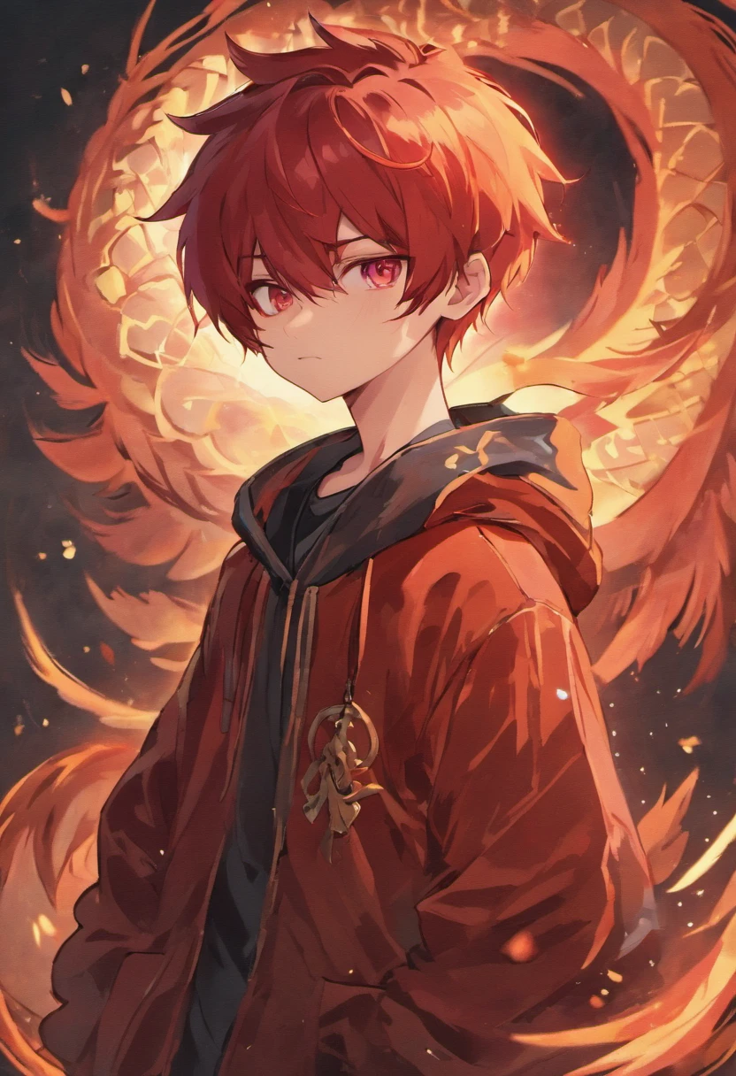(Cloisonne:1.2), fundo branco , chinesedragon, happy expression,Elementos Orientais, Reasonable design, linhas claras, (arte linear, monocromatic)Anime - style picture of a boy standing on the grass in front of the forest, arte conceitual por ao, Pisif, Arte peluda,trending on artstation pixiv, Arte em estilo Guviz, Lalafell, Guviz, Guweiz em ArtStation Pixiv, young male anthro dragon,red fur,red hair,close-up photos,1 boy, alone, dragon eyes, anime boy with red hair, black hoodie with red clouds, (Akatsuki clothing:1.1),, looking at the camera, vermelho - meninime cabelo, Makoto Kano, Akira Akatsuki, Ichigo Kurosaki, Hajime Katoki, Tsukasa Dokite, Ike Nobutaka, inspirado em Kamisaka Sekka, glowing crimson head,(levemente gordurosa),Sente-se de pernas cruzadas,The perspective is from above