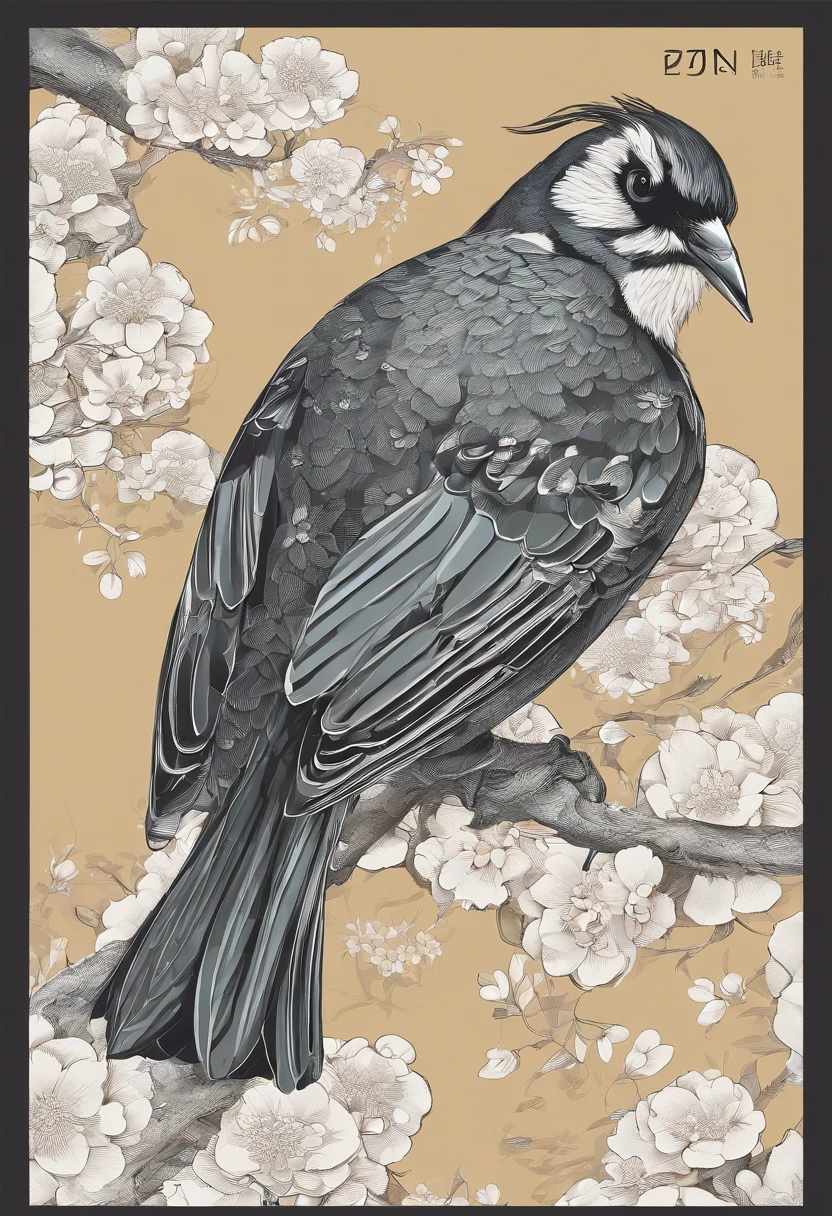 Sting，Traditional Chinese solar terms，(((Monthly flowers)))，National style，Ink wind，rained，（thunders），solid color backdrop，There is an oriole bird，closeup cleavage，Landscape view，Don't be characterized，Don't be characterized