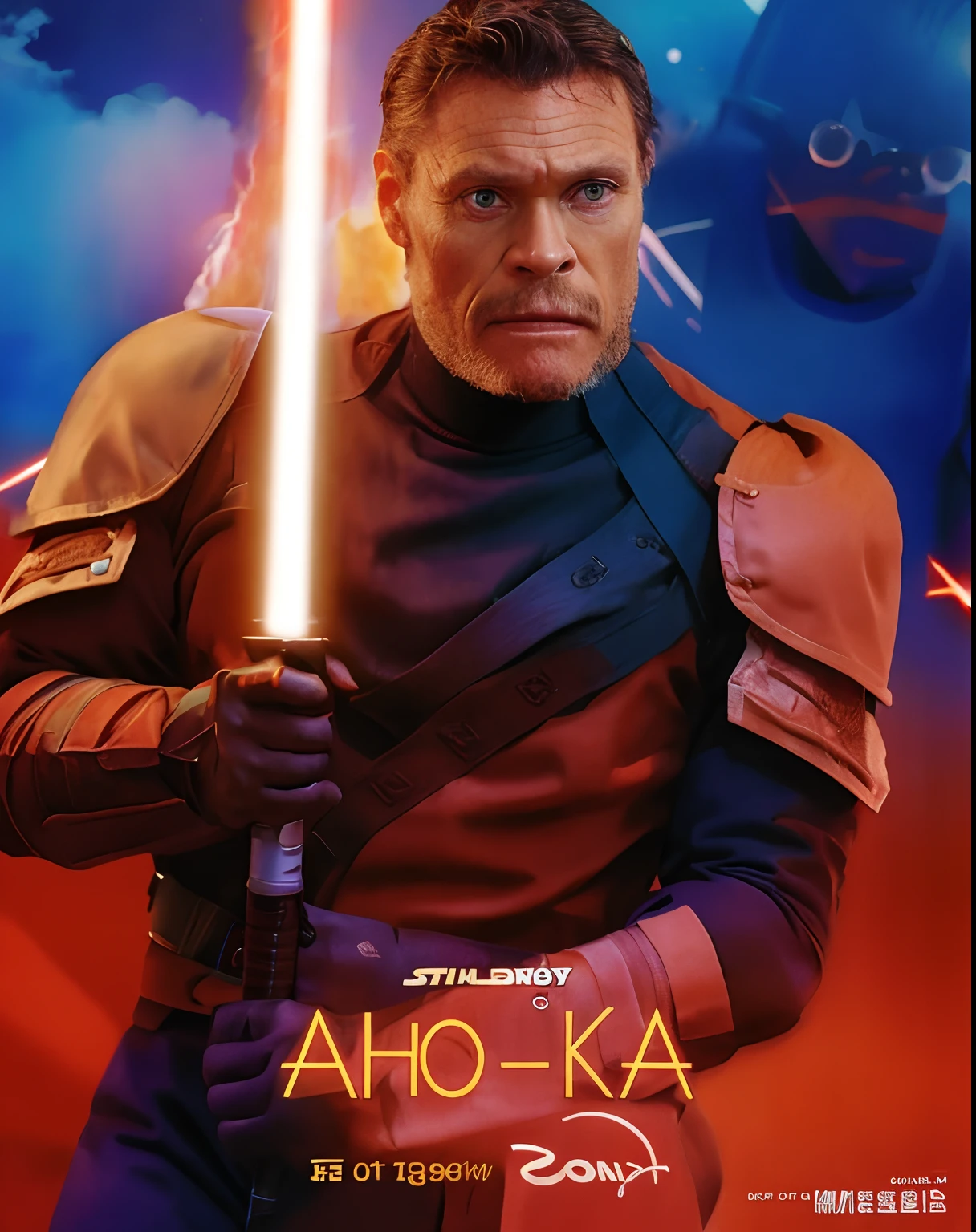 a closeup of a person holding a lightsaber on a movie poster, Willem Dafoe como um Lorde Sith, - Papel de parede Cal Kestis LightSaber, Joe Biden como um Lorde Sith, in a star wars sequel, cartaz oficial, Sith, personagem do cartaz do filme, character poster, vestindo uniforme Sith preto, Travis Fimmel como um Mestre Jedi, Abdulov