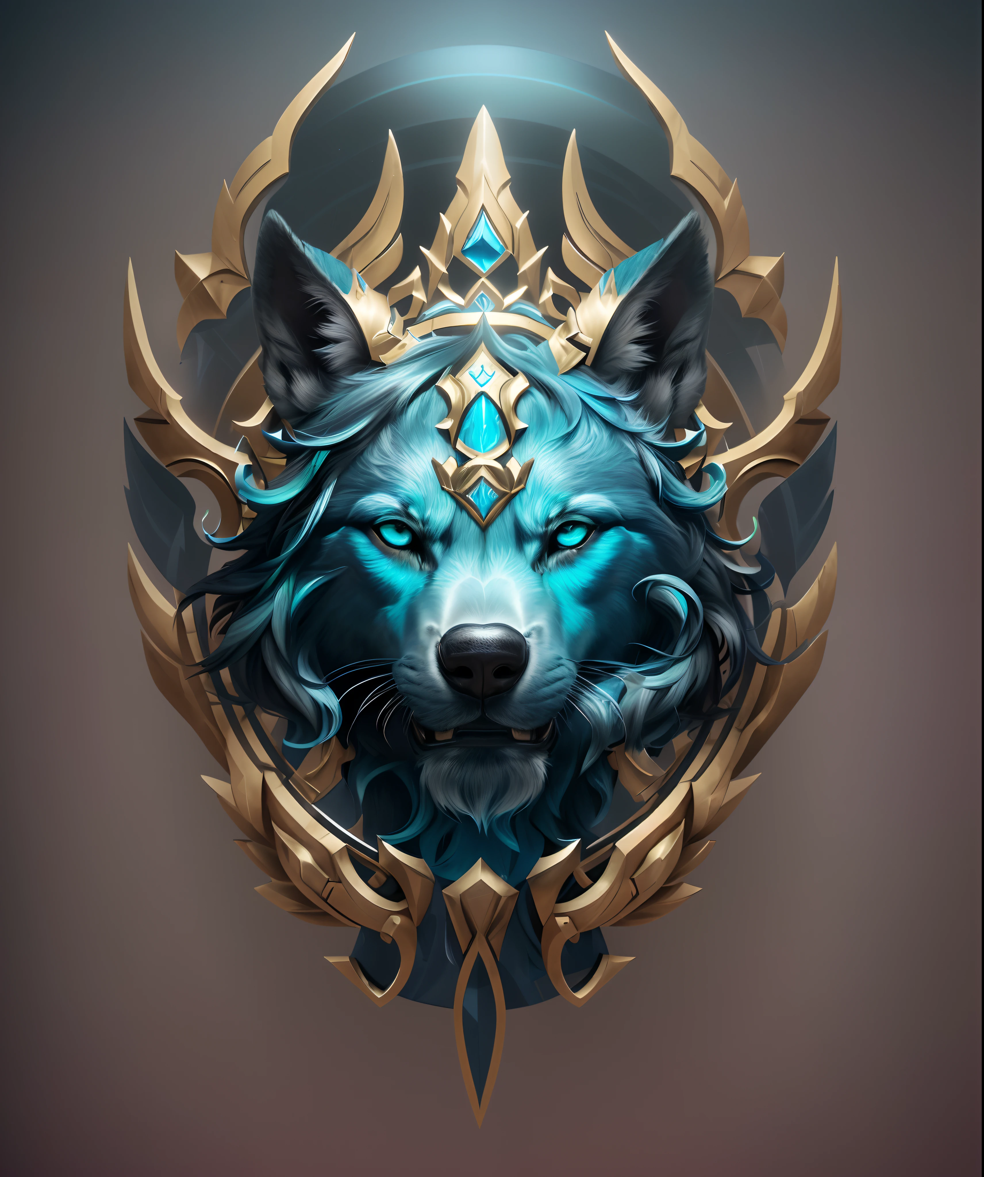black backgroundA simplistic emblem with a blue wolf for a security company, com um interior elegante [melhor qualidade,4k,8k,alto,master part:1.2],ultra-detalhado,(Realistic,fotorrealista,photo-realistic:1.37),Emblema simplista,Lobo Azul,security company,Interior macio,foco nítido,profissional,textura do metal,fundo escuro,cores vibrantes,soft lighting