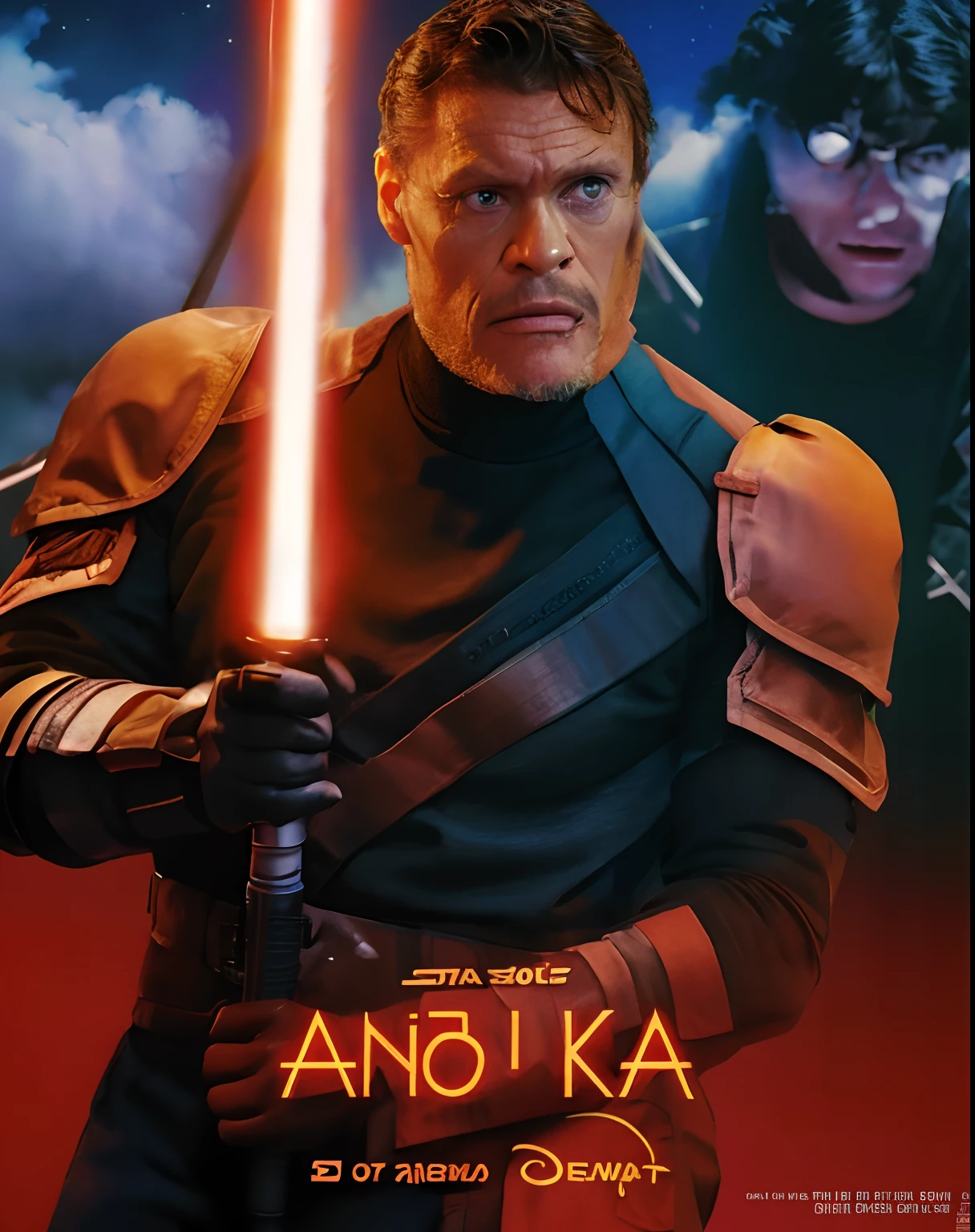a closeup of a person holding a lightsaber on a movie poster, Willem Dafoe como um Lorde Sith, - Papel de parede Cal Kestis LightSaber, Joe Biden como um Lorde Sith, in a star wars sequel, cartaz oficial, Sith, personagem do cartaz do filme, character poster, vestindo uniforme Sith preto, Travis Fimmel como um Mestre Jedi, Abdulov