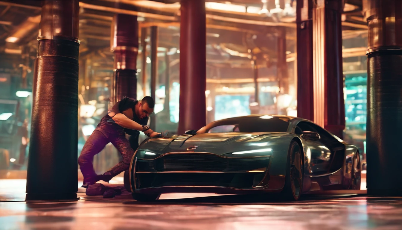 estilo jogo cyberpunk, Game Designer meeting with game programmer and artist, realista, elegante