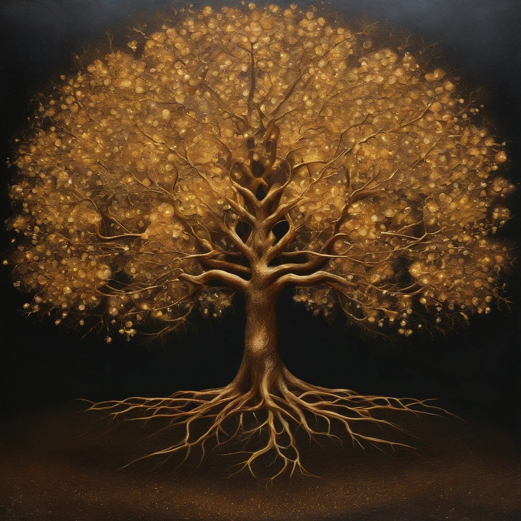 Beautiful symmetrical full body photo with oil painting，With thick brushstrokes and wet paint，Fibonacci，the golden ratio，Melted wax，Visible brush strokes，surrounded by crystal spheres，3D mosaic wireframe，Neurographics，neurons，The Tree of Life，colours，Loves，intense emotion，oil on the canvas，Thick brushstrokes，insanely details，8K  UHD，tmasterpiece，art  stations，ultra-realistic realism，Van Gogh Starry Sky，of a guy