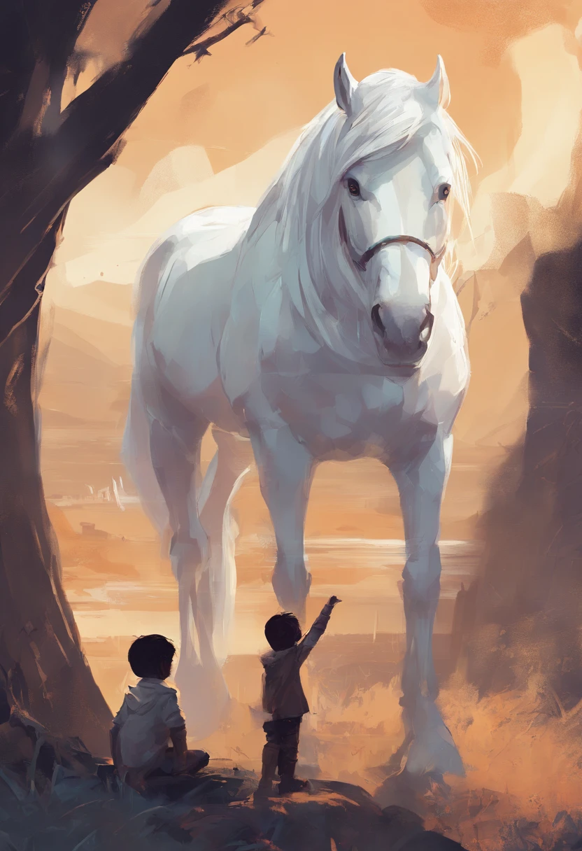 the boy and a yout friend horse white