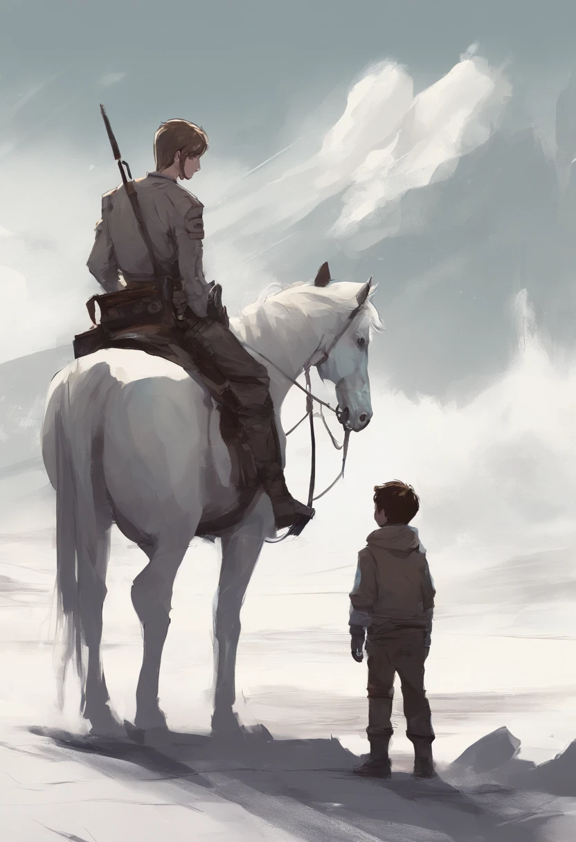 the boy and a yout friend horse white