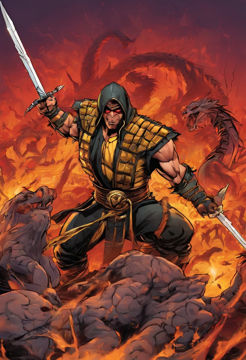 Scorpions mortal Kombat, fundo sangrento,4k