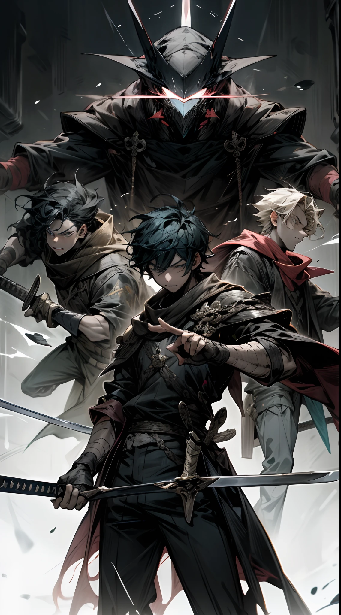 (masterpiece), best quality, expressive eyes, perfect face, navy and grey red clothes, burgundy hair, purple eyes, Ophiuchus, runic, rogue, short pompadour hairstyle. androgynous, male, long neck, broad shoulders, rock man, earth elemental, man made of rock, stone man, chiseled, sculped, anime, grey skin, brown skin, focused, dark complexion, African, Mediterranean, cracks on skin, hood on, made of stone, stone skin,