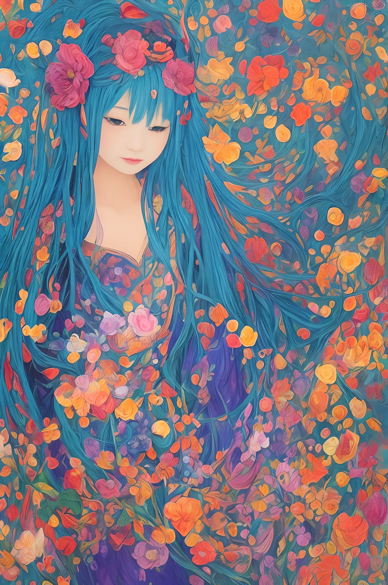 Calculated composition of the painting、Arianna's work is、Mandalas and flowers、You will also be fascinated by AI art based on the blue mandal flower.。Her passionate color palette、Beautifully revealing the complex geometric patterns of the mandala、Bring quiet harmony in the heart to the viewer。Blue mandala flowers、From its deep hue and ephemeral presence、It blends into the work as a symbolic element interwoven with the joy of life.。Arianna's work is、It will evoke introspection and impression in the viewer.。