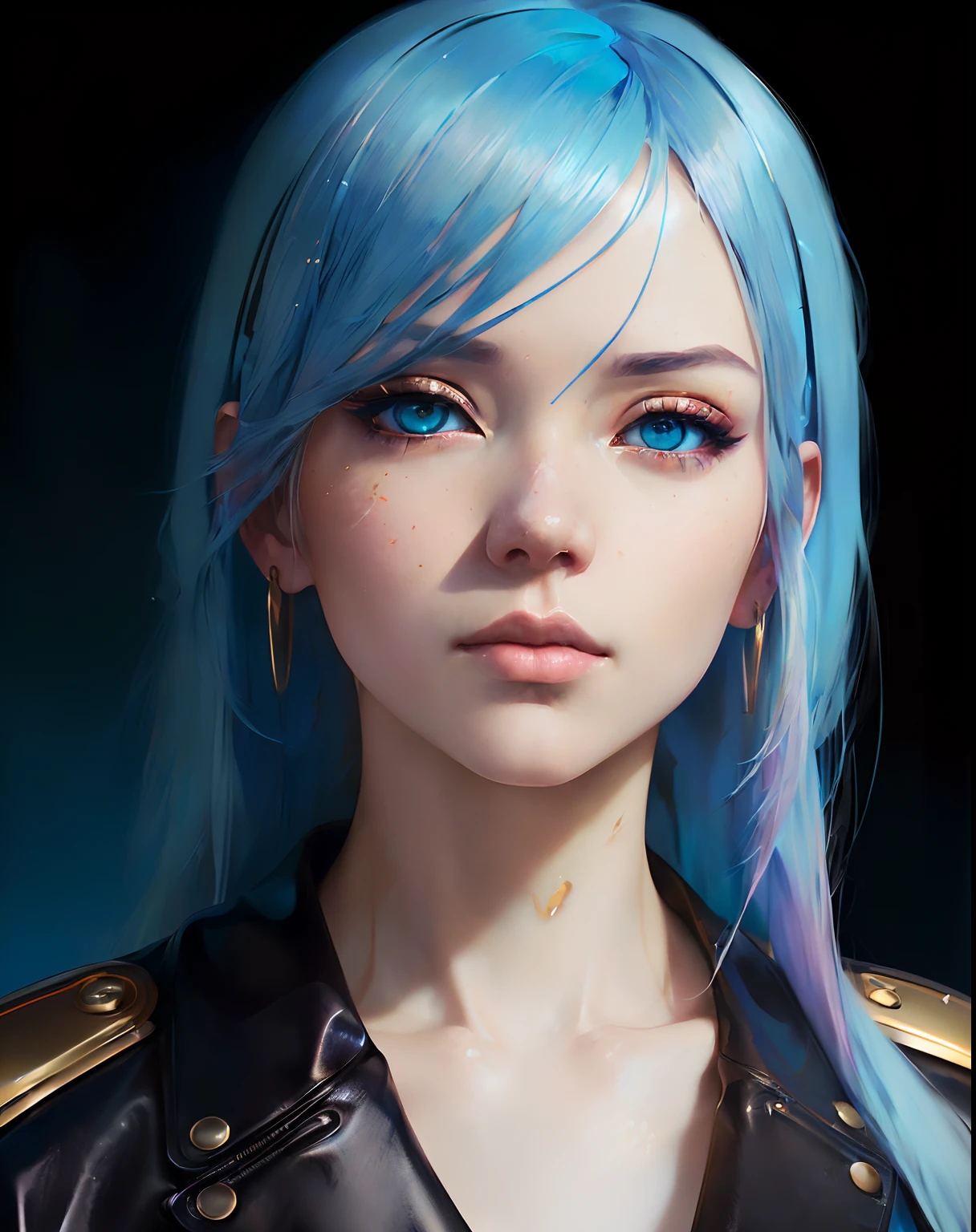 masterpiece, best quality, highres, aqua \(konosuba\), portrait, blue hair, blue eyes, long long hair, highly detailed, artstation, concept art, sharp focus, illustration, cinematic lighting, art