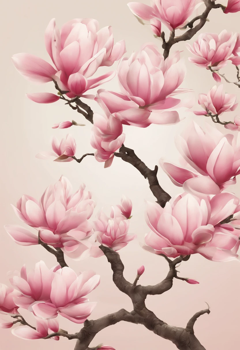 equinox,Traditional Chinese solar terms,(((Magnolia flowers))),National style,Ink wind,solid color backdrop,has cleavage((golondrinas))Fly in the sky,(((golondrinas))),Landscape view,Don't be characterized,Don't be characterized,Don't build