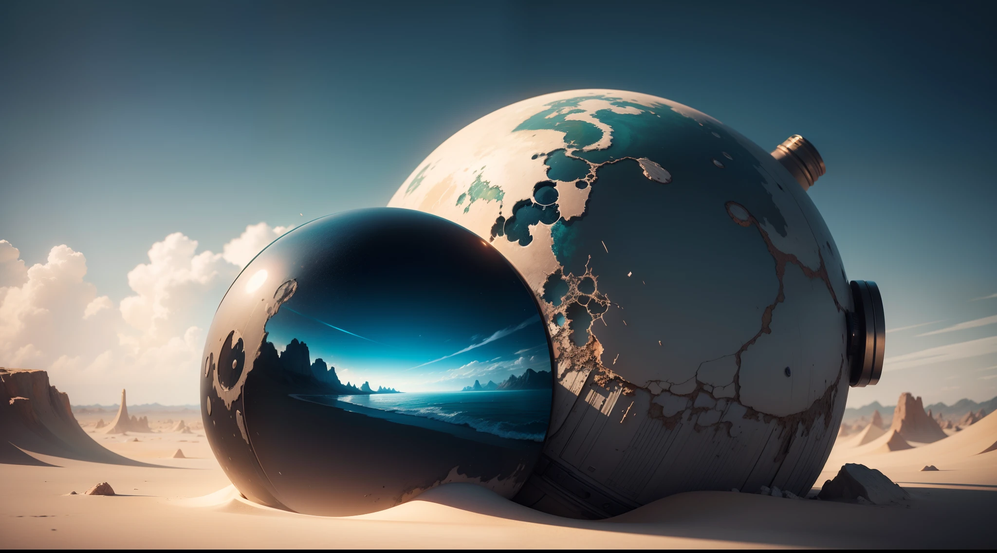 Imagine an intricately beautiful sad world filled with wonderfully textured and smeared paint artifacts of human existence surrealistic aesthetic octane render, 8k