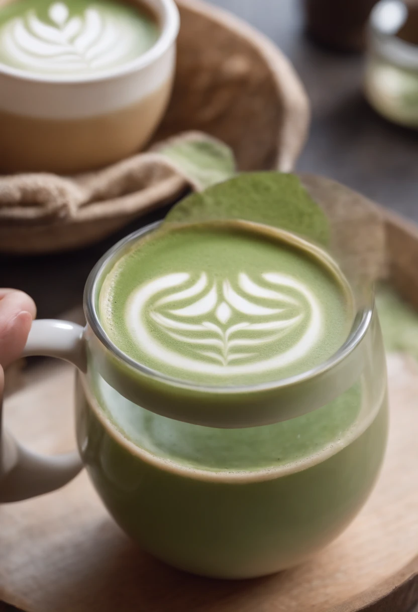 Cat Matcha (Latte art),8K,photoRealstic