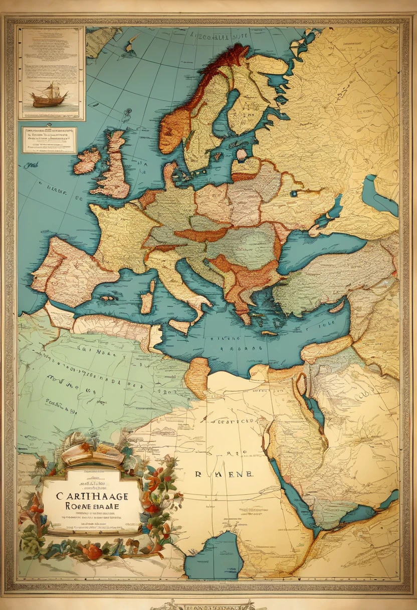 Image of a map of the Mediterranean highlighting the location of Rome and Carthage.