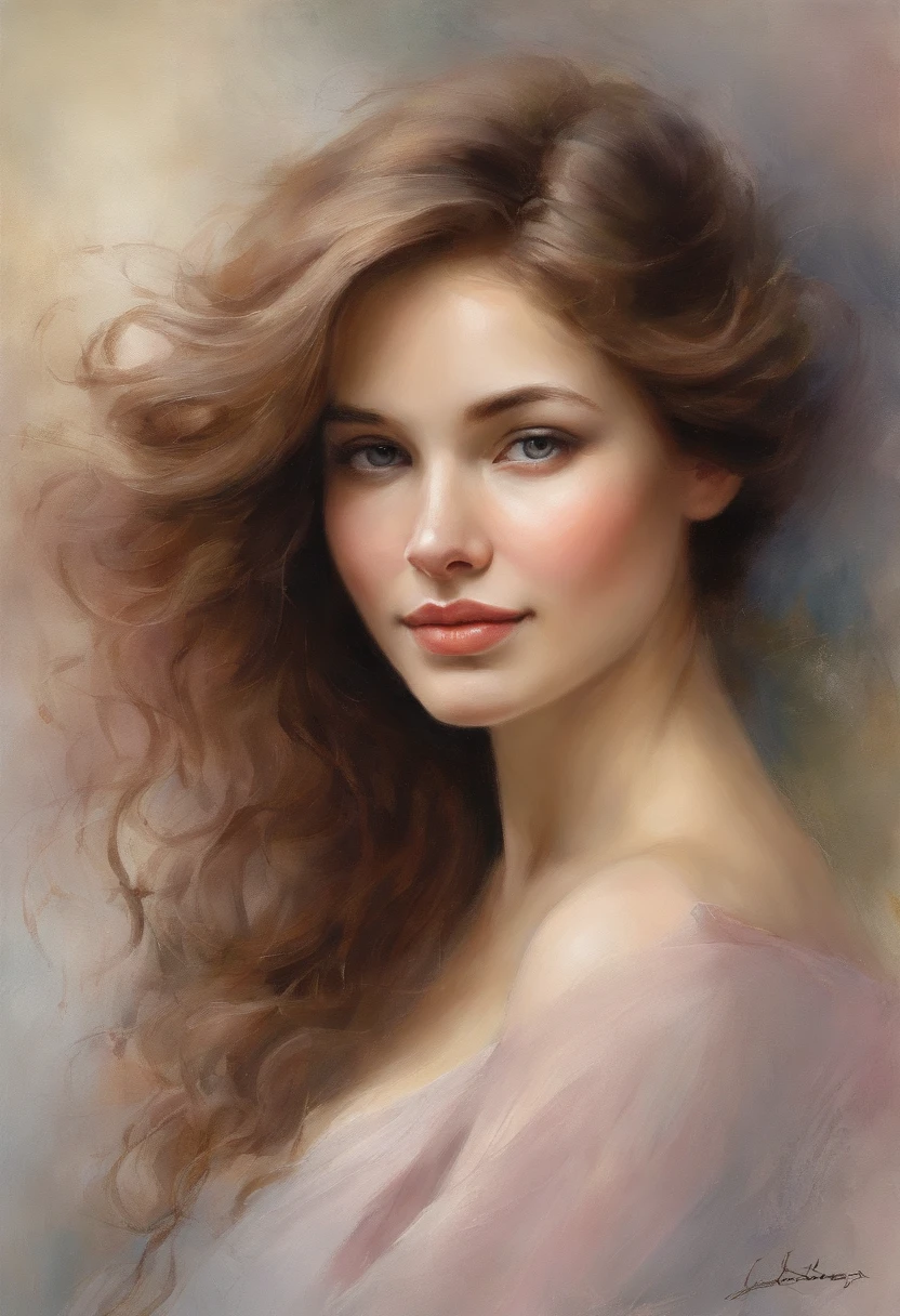 A painting of a woman with long hair and blue eyes - SeaArt AI