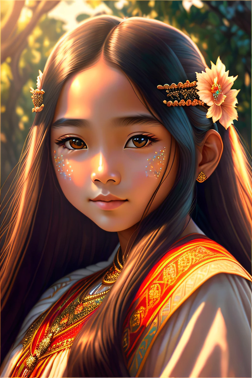 (best quality,highres:1.2),ultra-detailed,realistic:1.37,portraits,beautiful girl,traditional dress,detailed eyes,luxurious long hair,graceful pose,delicate facial features,warm sunlight,soft shadows,vibrant colors,mythical atmosphere,authentic cultural heritage,Myanmar beauty --auto